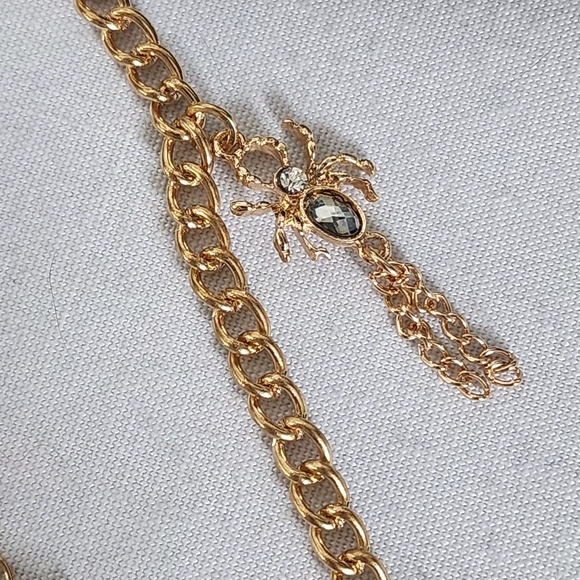 Gold Statement Spider Necklace and Earrings Set - Picture 6 of 10